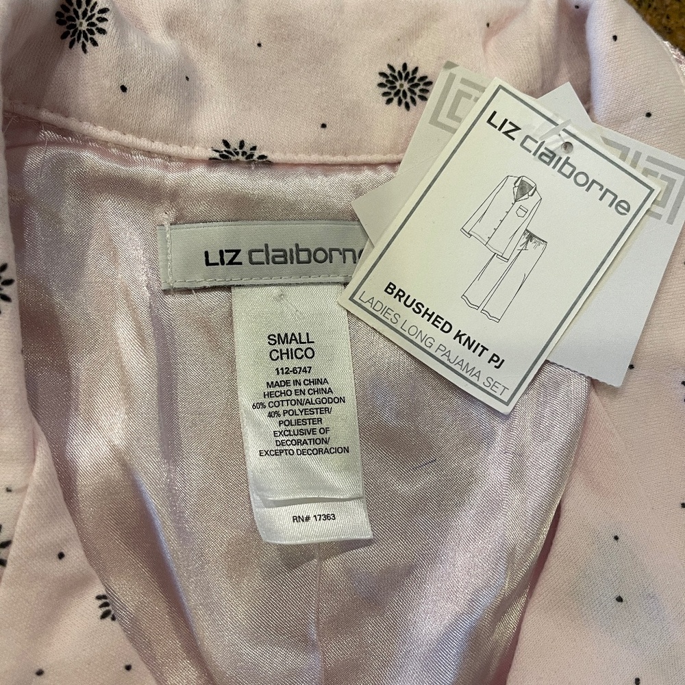 NEW! Liz Claiborne Pink Brushed Knit 2 Piece Pajama Set Size Small NWT! - Picture 3 of 8